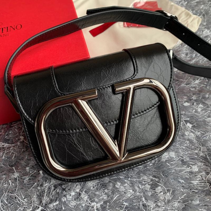 Valentino Shoulder Tote Bags VA0109 Papaya grain gun buckle black